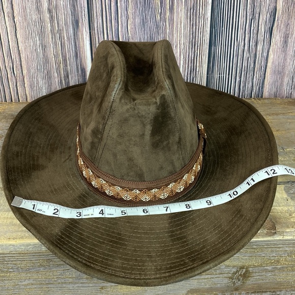 YA Faux Chocolate Brown Suede Hat - Picture 8 of 9